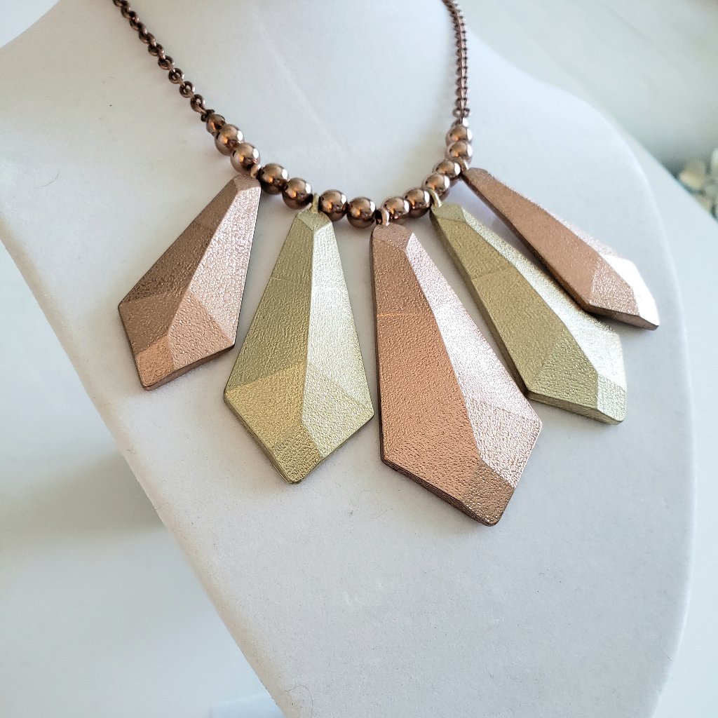 New. Bronze And Copper Metal Necklace